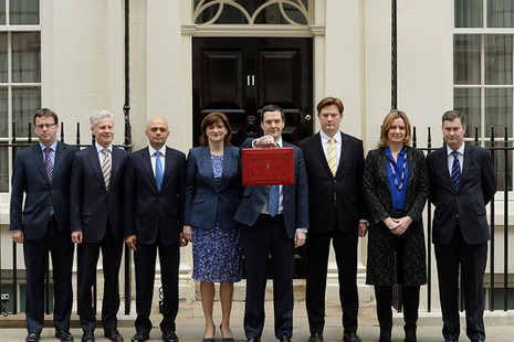 Chancellor and Treasury team with budget Box