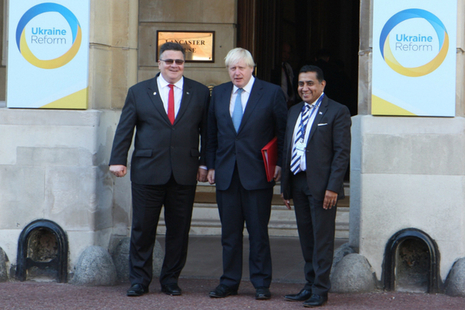 Foreign Secretary Boris Johnson and Lord Ahmad arriving at the Ukraine Reform Conference