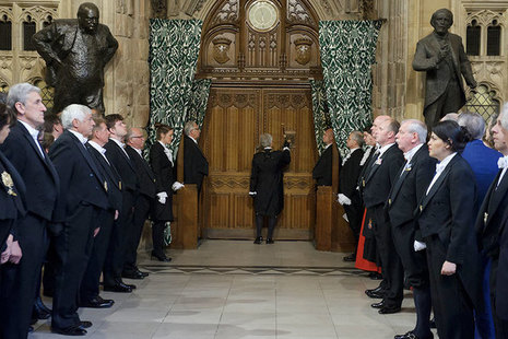 Image of Black Rod knocking at the door of the House of Commons