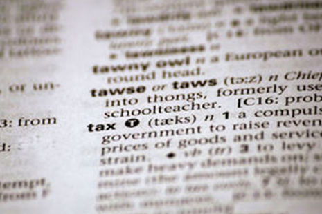 Picture of the word tax in the dictionary