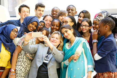 International Development Secretary Justine Greening with Youth For Change panel