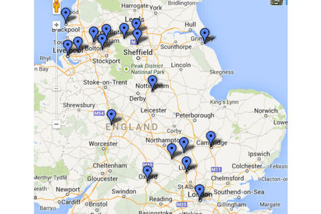 Screenshot of a map showing VE Day events around the country