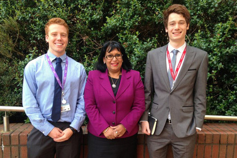 Baroness Verma meets Peter and Tom from the Leonard Cheshire’s Change 100 internship programme. Credit: Jessica Seldon/DFID