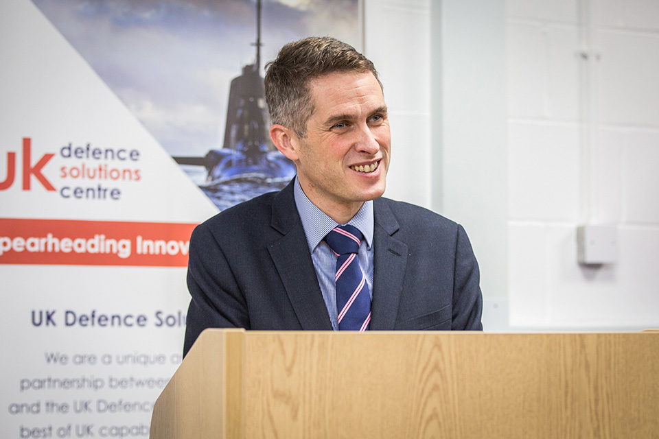 A three-pronged refresh to defence’s Industrial Policy has been unveiled by Defence Secretary Gavin Williamson at the UK Defence Solutions Centre in Farnborough today. Crown copyright.