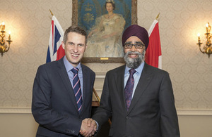 Defence Secretary Gavin Williamson has met with Canada’s Minister of National Defence, Harjit Sajjan, to further strengthen the historic relationship between the UK and Canada.