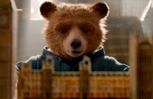 Still of the bear Paddington from the film Paddington 2