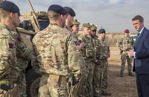 Defence Secretary Gavin Williamson meeting UK troops stationed in Taji who, along with over 600 British soldiers on the ground in Iraq, are helping to train that country’s forces.