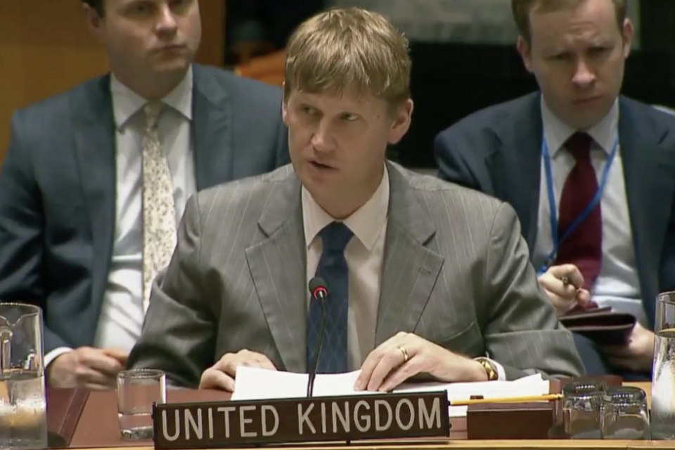Jonathan Allen, UK Deputy Permanent Representative to the UN, at the Security Council briefing on the Middle East and Iran