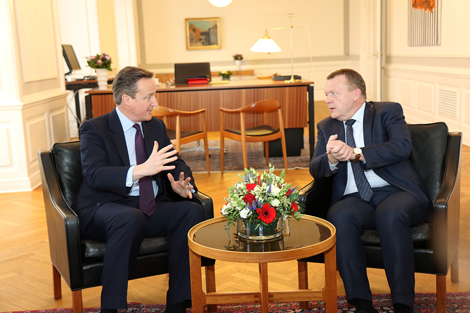 PM Cameron in Copenhagen with Danish PM Lars Loekke Rasmussen