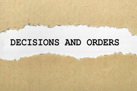 decisions and order text within ripped paper - licensed from Ingram image 