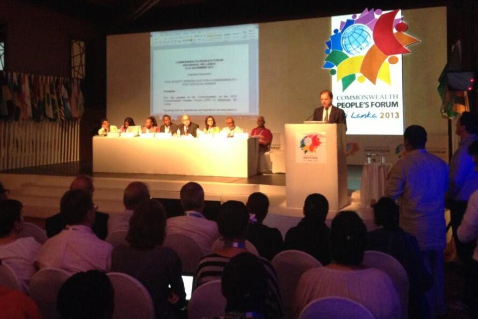FCO Minister Hugo Swire spoke at the closing session of the Commonwealth People’s Forum 
