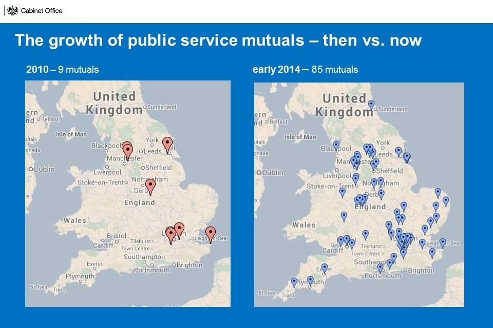 Map showing public sector mutuals in UK