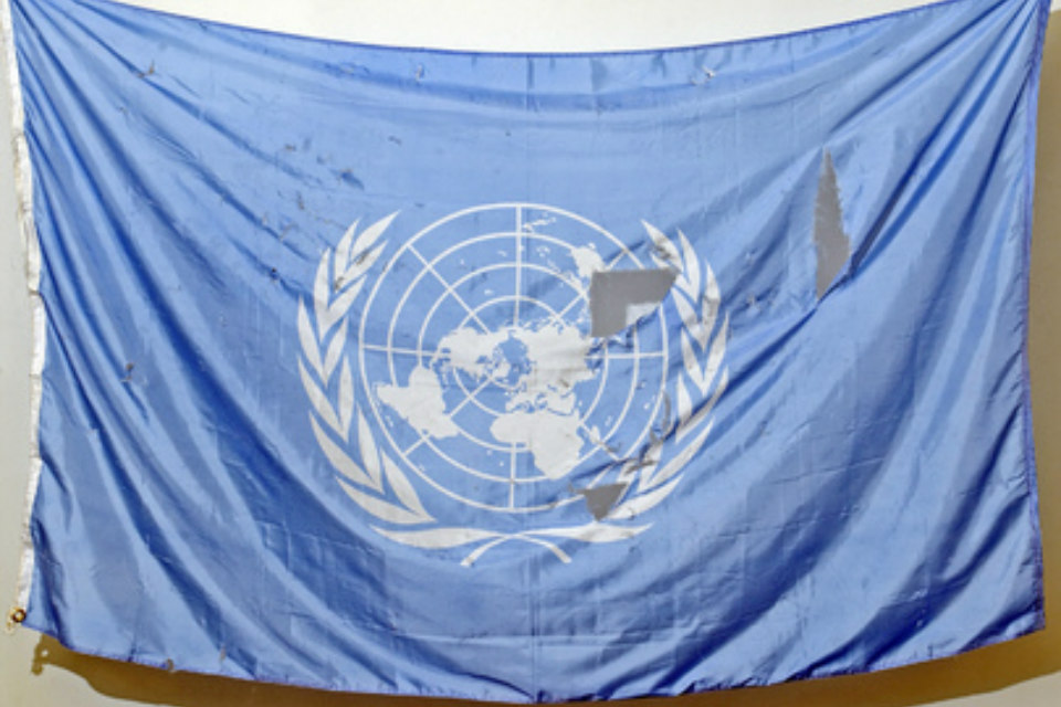 UN flag recovered from debris of bombed Baghdad site