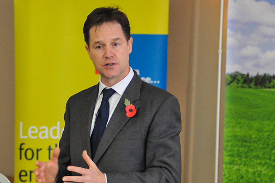 Nick Clegg delivers a speech