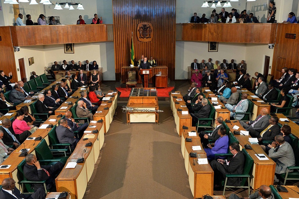 David Cameron addresses the Jamaican Parliament