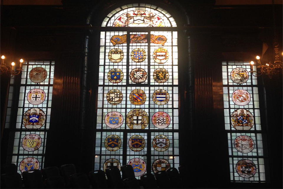 Stained glass window at the Law Society