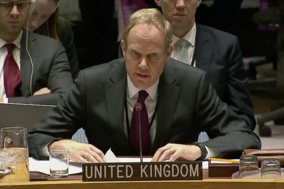 Ambassador Matthew Rycroft at the Security Council briefing on the situation in the Middle East.
