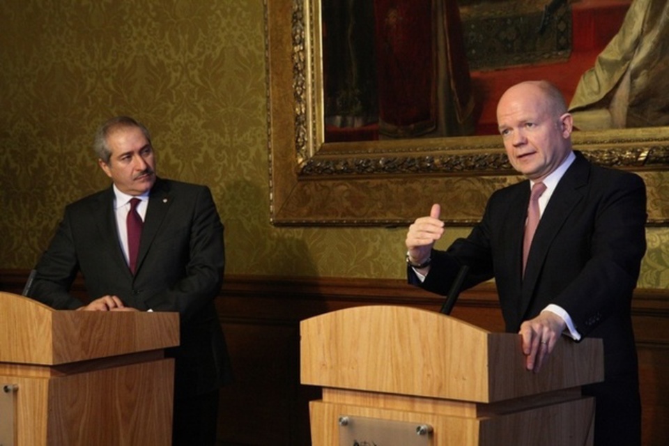 Foreign Secretary William Hague and Jordanian Foreign Minister Nasser Judeh