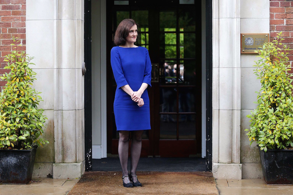 Theresa Villiers outside Stormont House