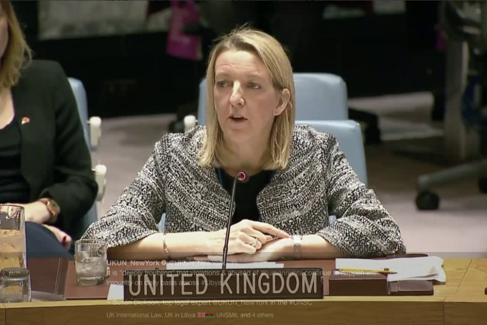 Susan Dickson at the Security Council briefing on Libya