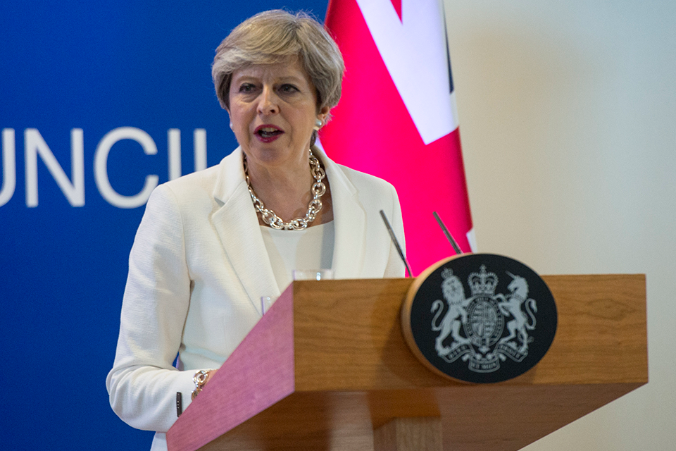 UK Prime Minister Theresa May at June 2017 European Council Meeting
