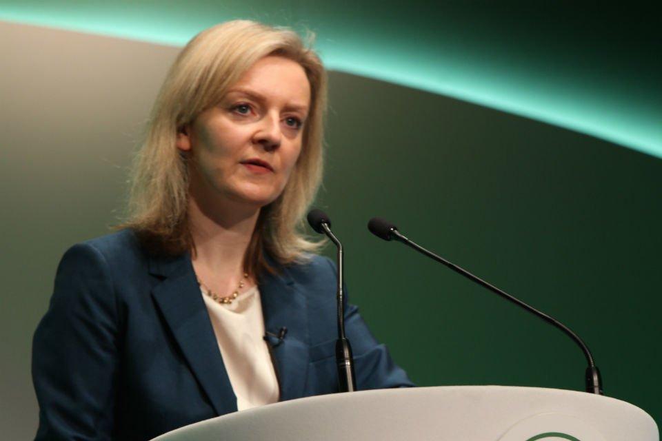 Elizabeth Truss speaking at the Oxford Farming Conference.