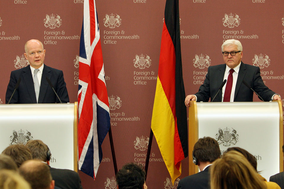 The Foreign Secretary William Hague and German Foreign Minister Frank-Walter Steinmeier.