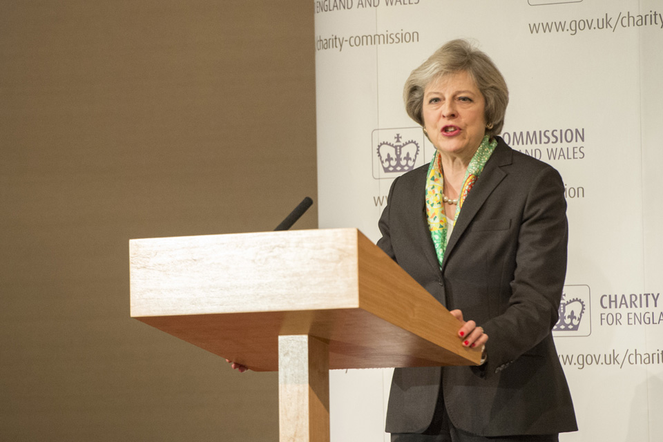 Prime Minister Theresa May speaking at the Charity Commission annual public meeting
