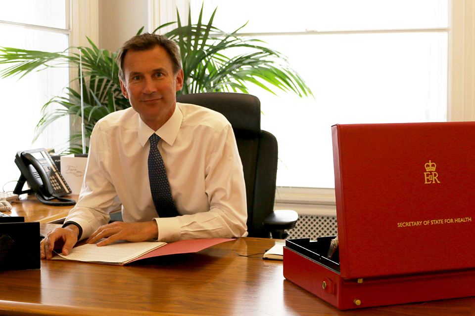 Jeremy Hunt as his desk