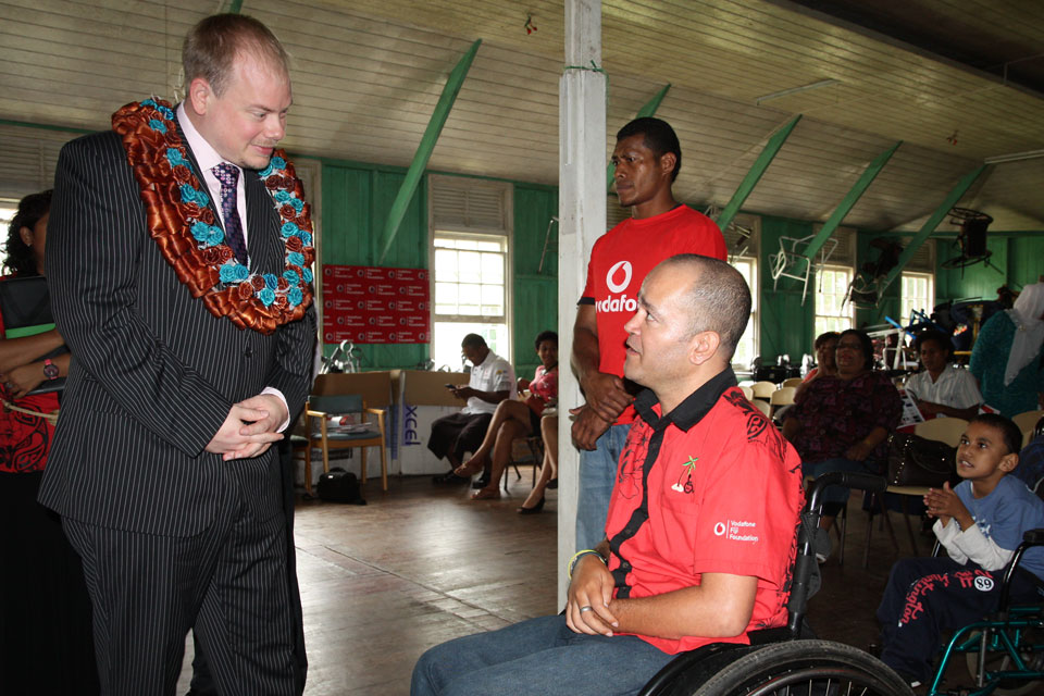Acting High Commissioner Daniel Salter with Joshko Wakaniyasi of the Spinal Injuries Association