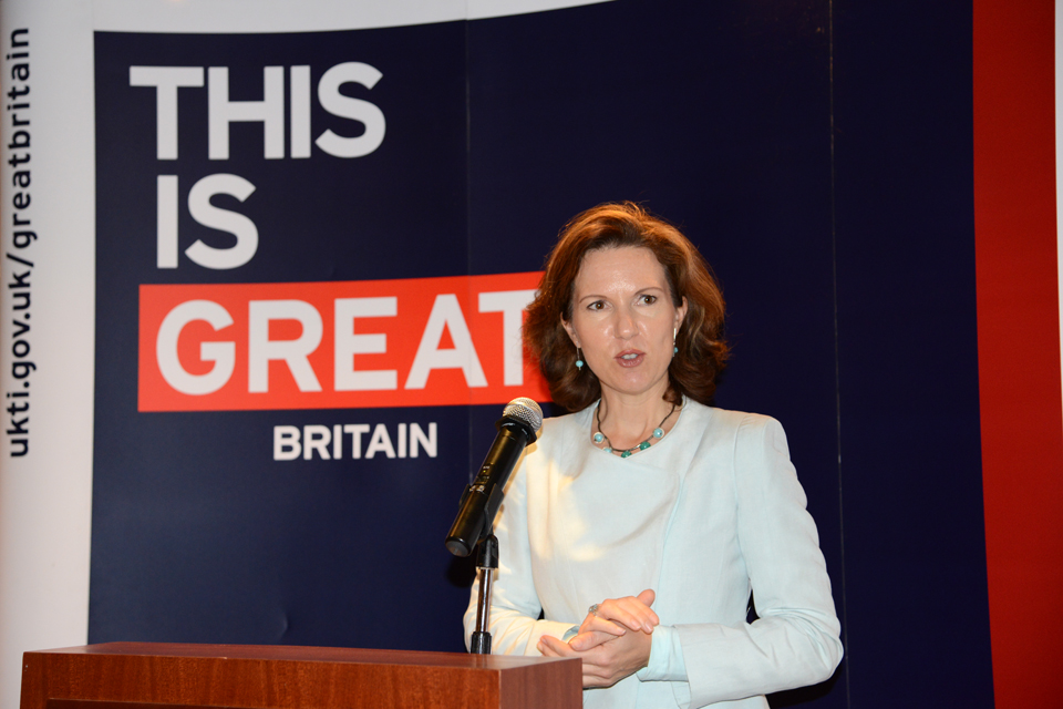 British Consul General to Hong Kong and Macao Caroline Wilson speaks at the Queen's Birthday Party in Macao 2014