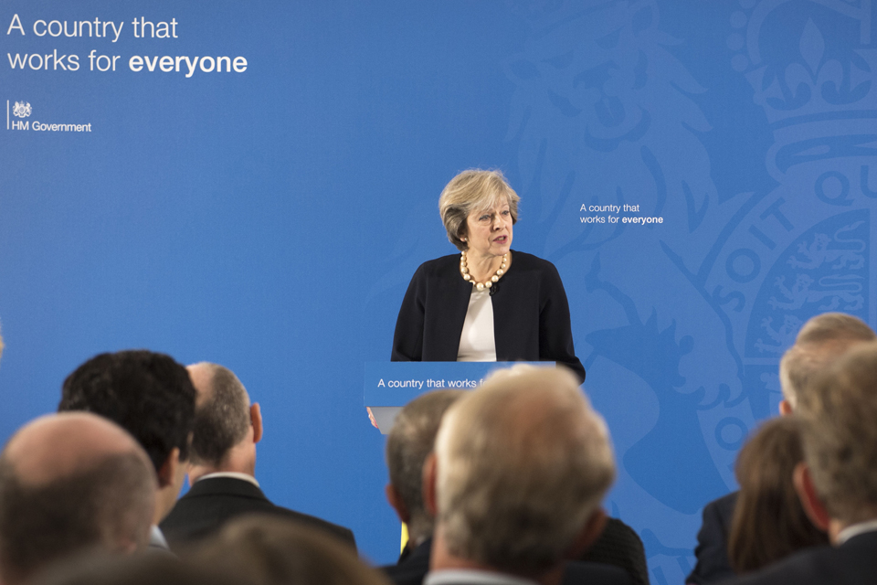 Prime Minister Theresa May speaking about Britain, the great meritocracy