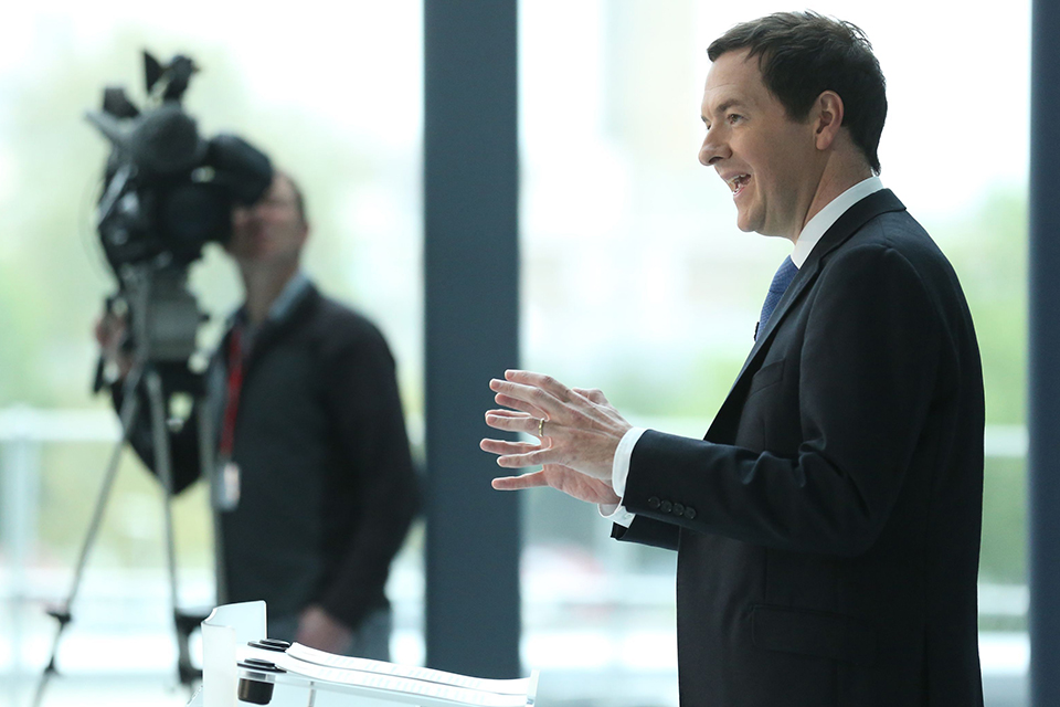 Chancellor of the Exchequer George Osborne giving a speech