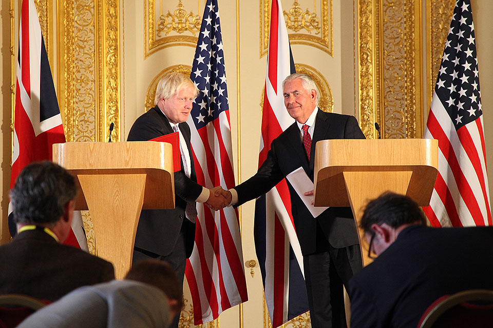Foreign Secretary Boris Johnson and US Secretary of State Rex Tillerson