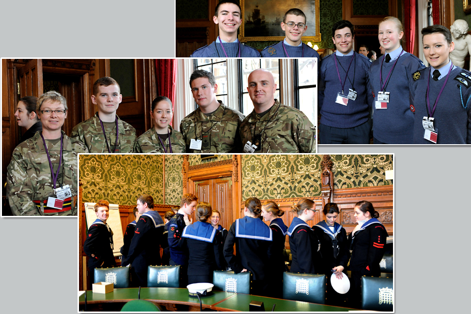 Cadets from the 3 services during their visit to the House of Lords
