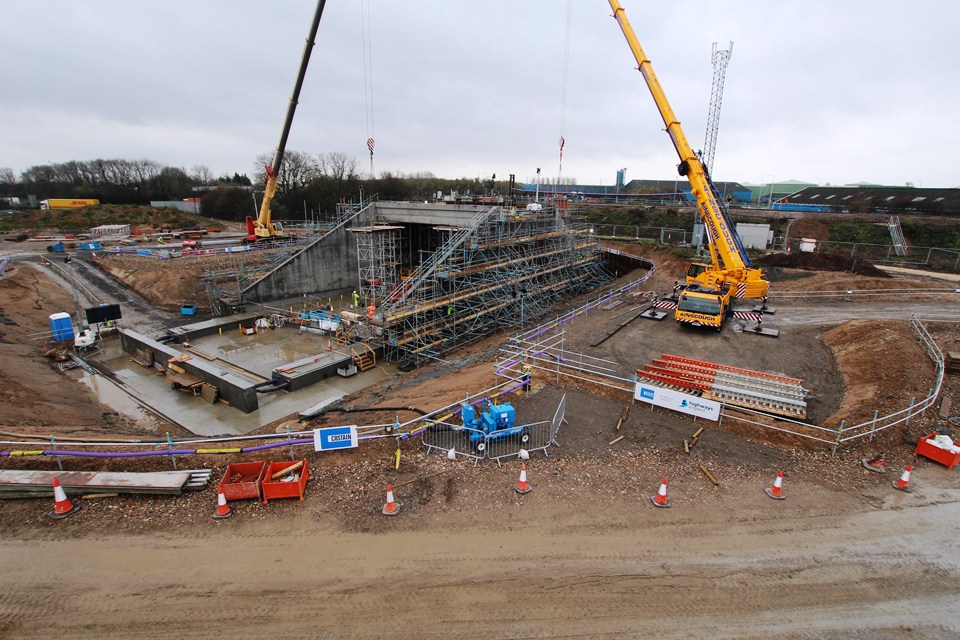 Bridge construction by day