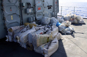 Recovered drug bales on board HMS Lancaster [Picture: Leading Airman (Photographer) Jay Allen, Crown copyright]