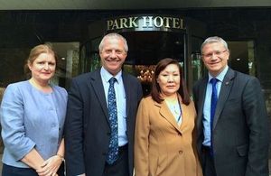 Ambassador Judith Farnworth, MP John Mann, Kyrgyz Vice Speaker Sasykbaeva, and MP Rosindell