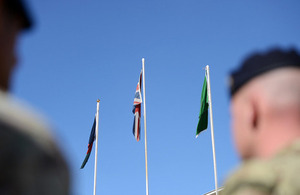 Joint Force Support flag-changing ceremony at Camp Bastion, southern Afghanistan [Picture: Sergeant Dan Bardsley, Crown copyright]