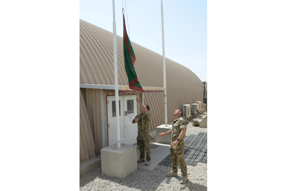 1st Mechanized Brigade flag being raised