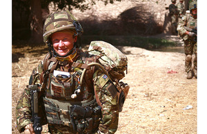 Sergeant Karen Swallow RAF patrols with 42 Commando Royal Marines