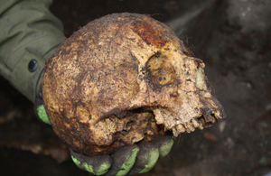 Presumed early 19th century male skull [Picture: via MOD]