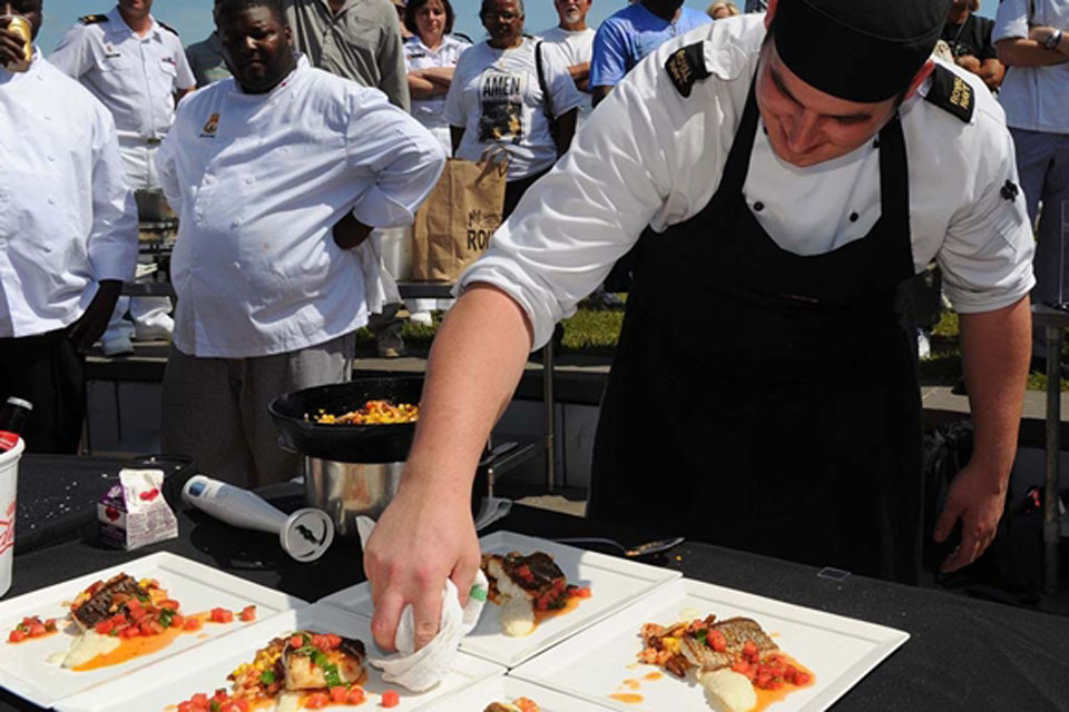 Military chefs from the USA, France, Canada and the UK competed in the Louisiana seafood cook-off