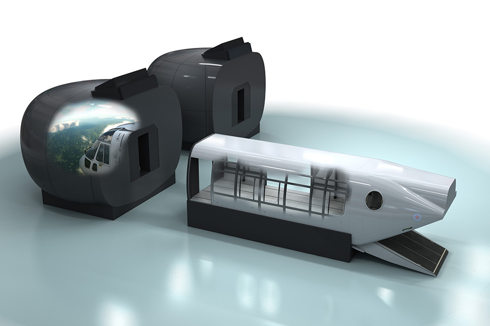 A concept picture of the Merlin Mk4/4a Flight Training Devices and Rear Crew Trainer which will be installed at RNAS Yeovilton. Copyright AgustaWestland.