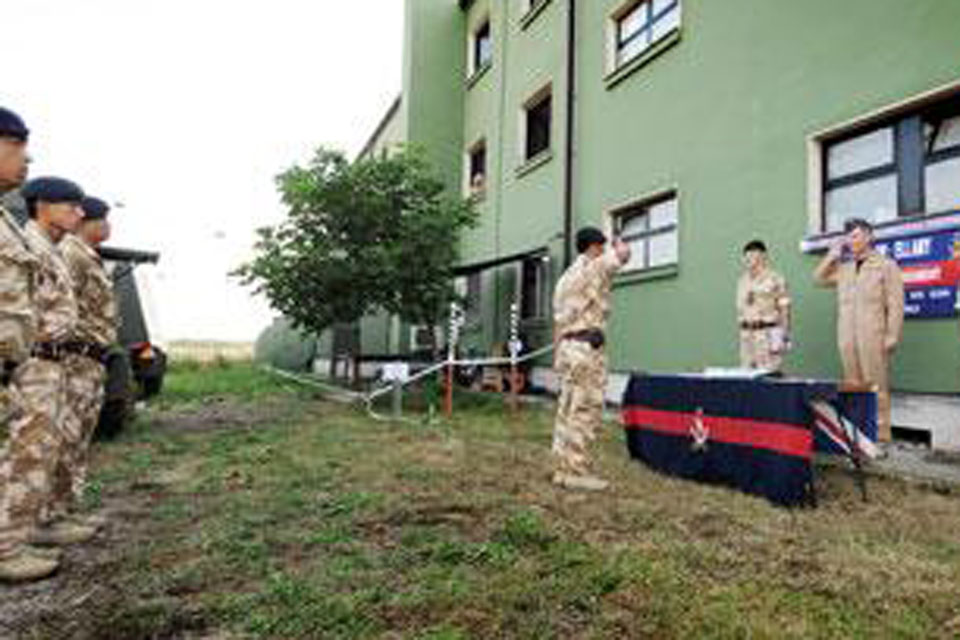 Members of the Queen's Gurkha Signals celebrate the regiment's 62nd birthday at Gioia del Colle air base in southern Italy