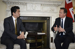 Prime Minister David Cameron and the Prime Minister of Japan, Shinzo Abe.