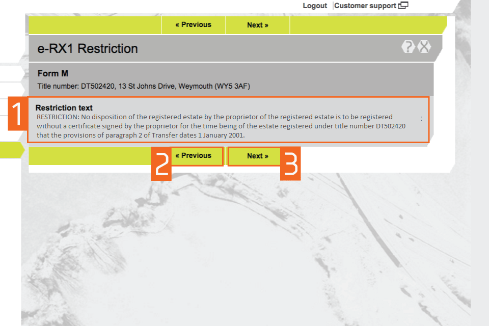 Check restriction text