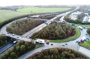 Aerial view of the existing junction 9 on the M3