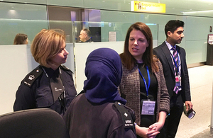 Immigration Minister Caroline Nokes at Heathrow Airport