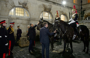 Defence Secretary Gavin Williamson and Minister of State for Defence Affairs of Qatar, His Excellency Dr Khalid bin Mohammed Al-Attiyah, met horses and soldiers from the Blues and Royals at Horse Guards in London. Crown copyright.